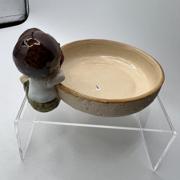 Ceramic Round Ceramic Bowl Storage Home Decor Piece Little Boy Sitting - Picture 6 of 11